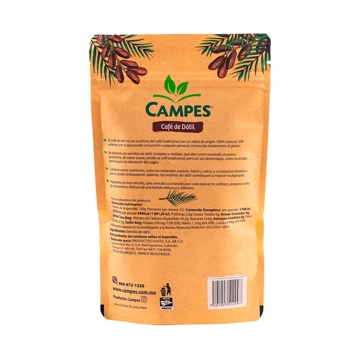 Cafe de Dátil - Sustituto natural sin cafeína, sin gluten, 100% natural