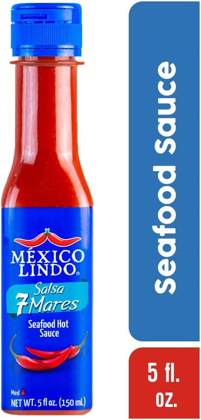 Salsa 7 Mares 150ml México Lindo | Salsa para mariscos | Salsa picante chile de árbol | Gluten Free | Kosher | Hecho en México