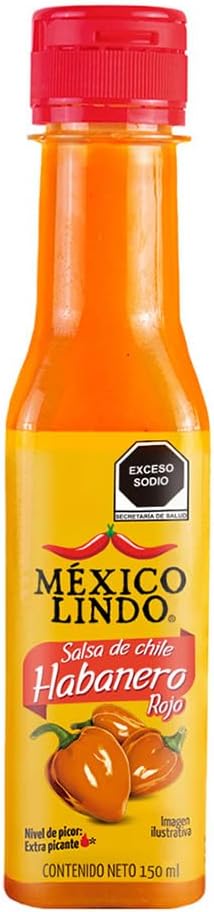 Salsa Habanero Rojo 150ml México Lindo | Perfecta para tus comidas | Salsa para botanas | Gluten Free | Kosher | Hecho en México
