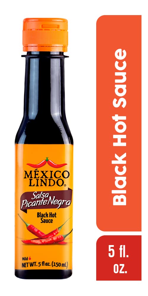 Mexico Lindo Picante Negra Hot Sauce | Light & Spicy | 8,400 Scoville Level | Great with Asian Food, Seafood & Meat | 5 Fl Oz Bottle (Pack of 12)