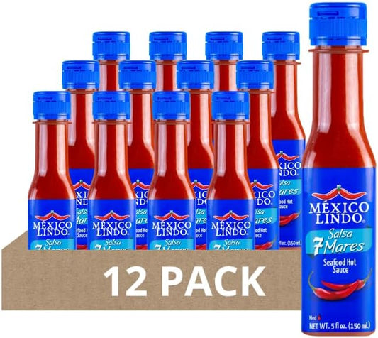 Salsa 7 Mares 150ml México Lindo | Salsa para mariscos | Salsa picante chile de árbol | Gluten Free | Kosher | Hecho en México