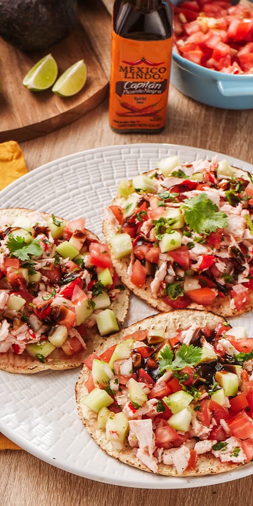 Mexico Lindo Picante Negra Hot Sauce | Light & Spicy | 8,400 Scoville Level | Great with Asian Food, Seafood & Meat | 5 Fl Oz Bottle (Pack of 12)