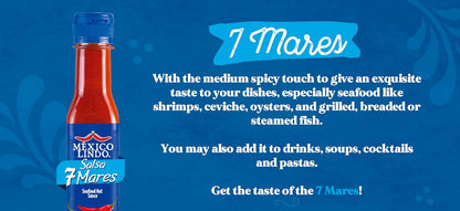 Salsa 7 Mares 150ml México Lindo | Salsa para mariscos | Salsa picante chile de árbol | Gluten Free | Kosher | Hecho en México