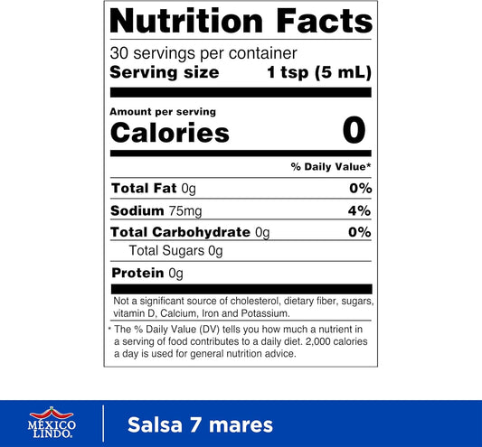 Salsa 7 Mares 150ml México Lindo | Salsa para mariscos | Salsa picante chile de árbol | Gluten Free | Kosher | Hecho en México