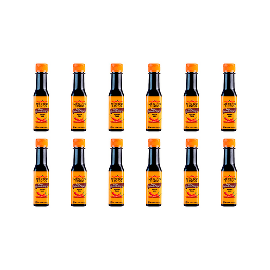 Mexico Lindo Picante Negra Hot Sauce | Light & Spicy | 8,400 Scoville Level | Great with Asian Food, Seafood & Meat | 5 Fl Oz Bottle (Pack of 12)
